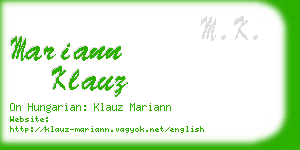 mariann klauz business card